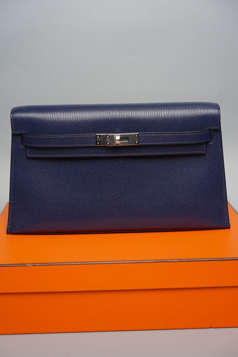 HERMÈS Kelly Elan Shoulder Bag in Blue Sapphire Chevre leather with  Palladium hardware-Ginza Xiaoma – Authentic Hermès Boutique