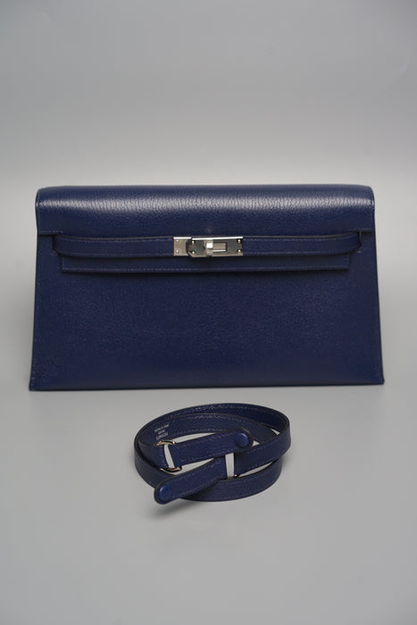 Hermes Kelly Elan in Bleu Sapphire Chevre Phw (Brand New)