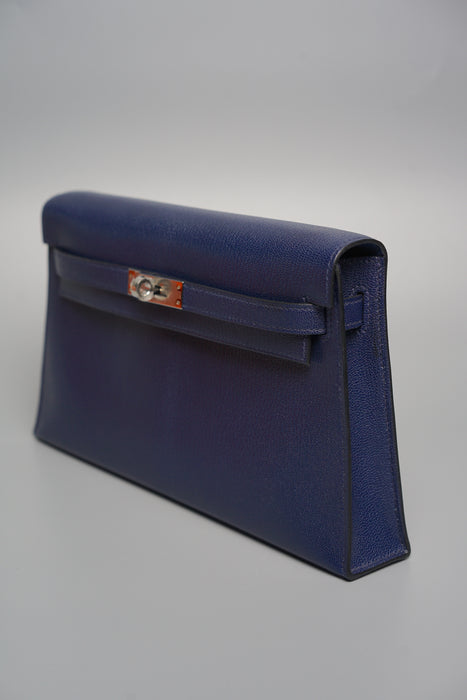 HERMÈS Kelly Elan Shoulder Bag in Blue Sapphire Chevre leather with  Palladium hardware-Ginza Xiaoma – Authentic Hermès Boutique