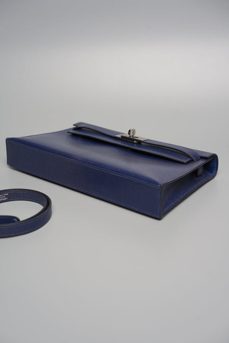 Hermes Kelly Elan in Bleu Sapphire Chevre Phw (Brand New)