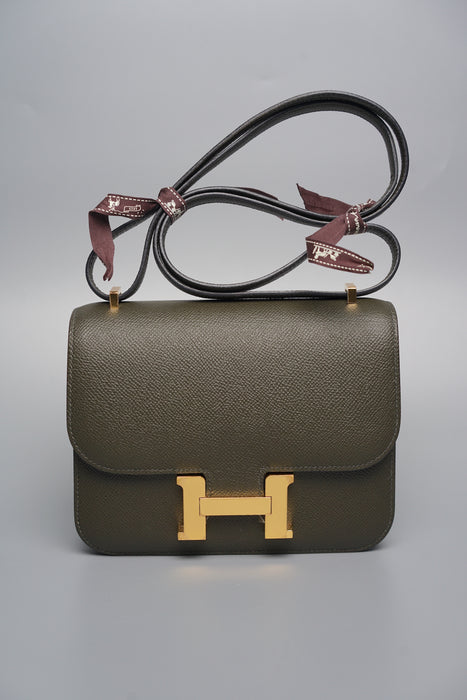 Hermes Constance 18 in Vert De Gris Ghw