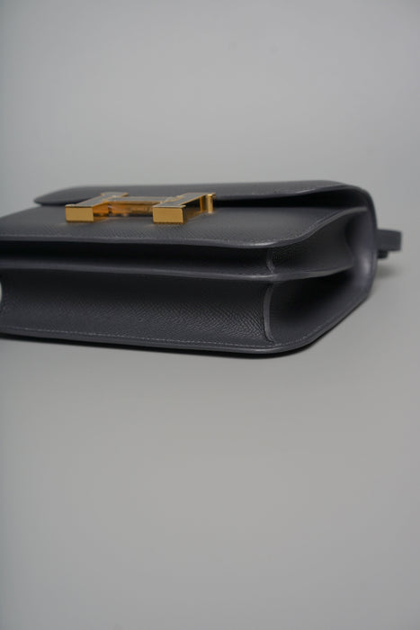 Hermes Constance 18 in Ardoise Epsom, Noir Enamel Ghw (Brand New)