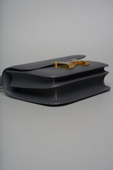 Hermes Constance 18 in Ardoise Epsom, Noir Enamel Ghw (Brand New)