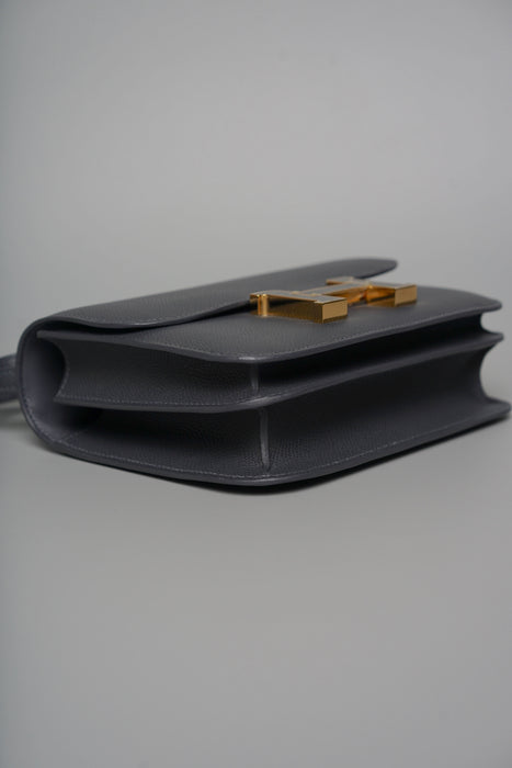 Hermes Constance 18 in Ardoise Epsom, Noir Enamel Ghw (Brand New)