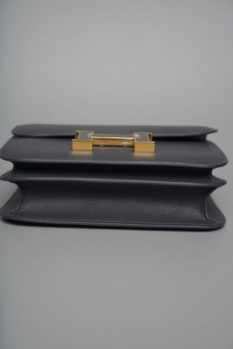 Hermes Constance 18 in Ardoise Epsom, Noir Enamel Ghw (Brand New)