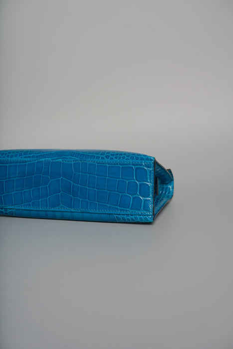 Hermes Kelly Pochette in Mykonos Shiny Alligator Phw