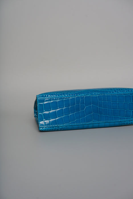 Hermes Kelly Pochette in Mykonos Shiny Alligator Phw