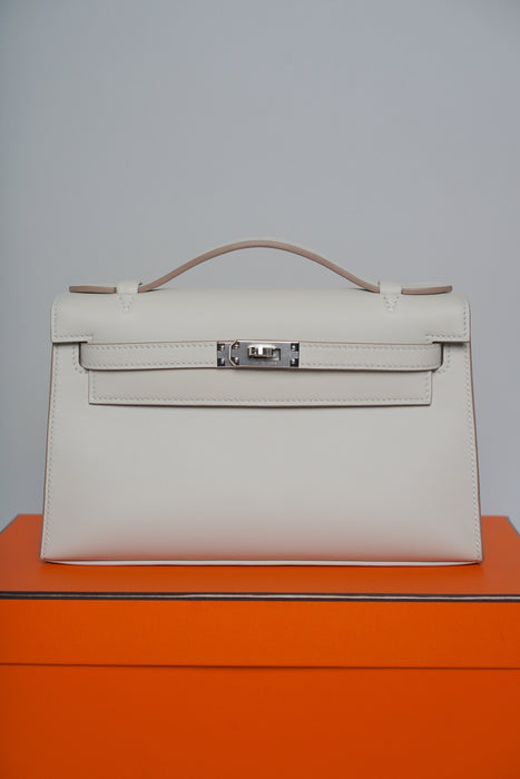 Hermes Kelly Pochette in Gris Perle Phw
