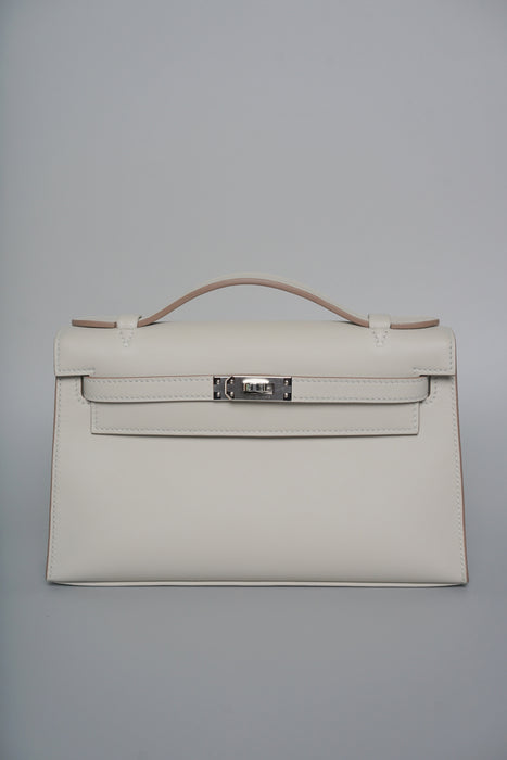 Hermes Kelly Pochette in Gris Perle Phw