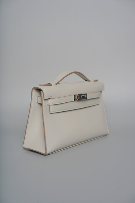 Hermes Kelly Pochette in Gris Perle Phw