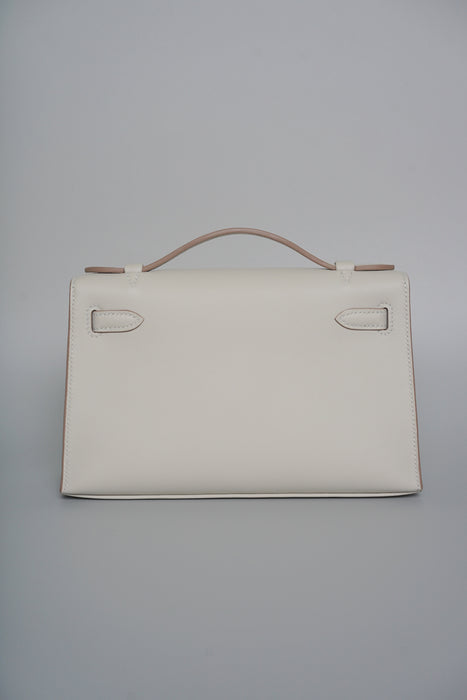 Hermes Kelly Pochette in Gris Perle Phw
