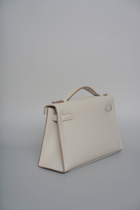 Hermes Kelly Pochette in Gris Perle Phw