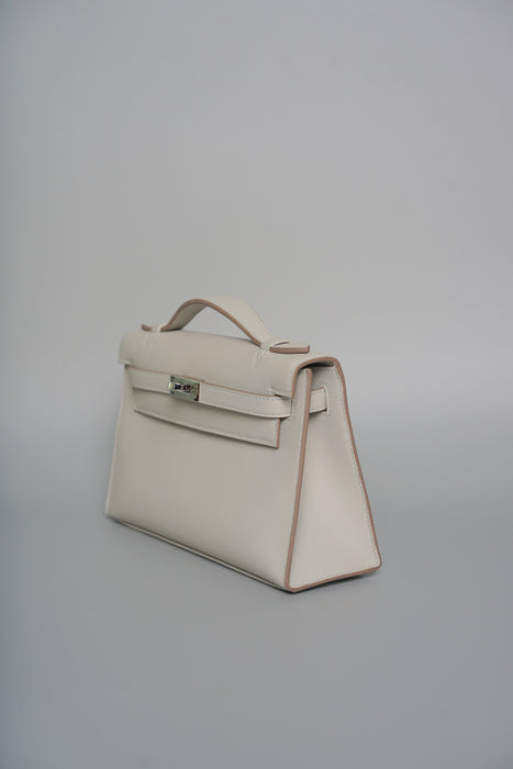 Hermes Kelly Pochette in Gris Perle Phw
