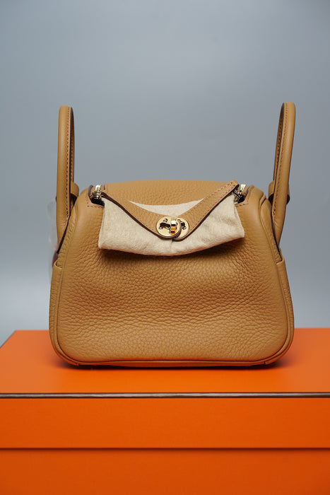 Hermes Mini Lindy in Biscuit Ghw (Brand New)