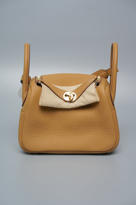 Hermes Mini Lindy in Biscuit Ghw (Brand New)