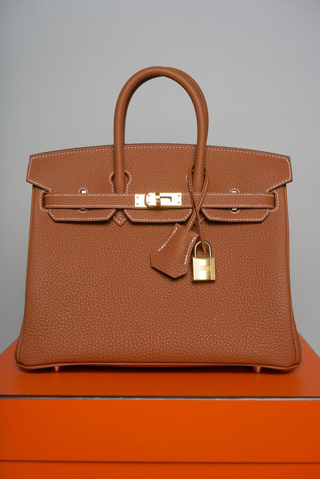 Hermes Birkin 25 in Gold Togo Ghw (Brand New)