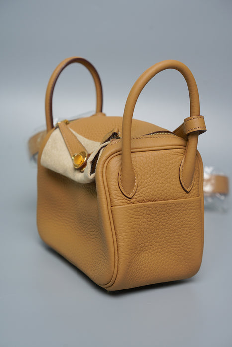 Hermes Mini Lindy in Biscuit Ghw (Brand New)