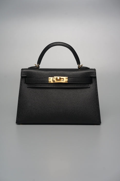 Hermes Kelly 20 in Black Epsom Ghw (Brand New)