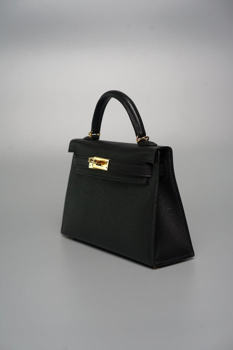 Hermes Kelly 20 in Black Epsom Ghw (Brand New)