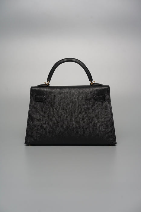 Hermes Kelly 20 in Black Epsom Ghw (Brand New)