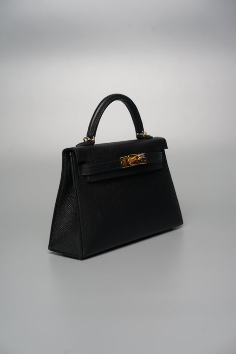 Hermes Kelly 20 in Black Epsom Ghw (Brand New)