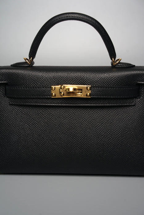 Hermes Kelly 20 in Black Epsom Ghw (Brand New)