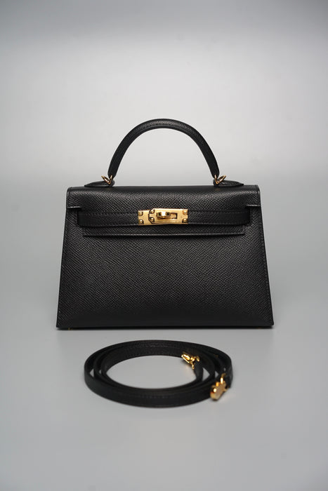 Hermes Kelly 20 in Black Epsom Ghw (Brand New)