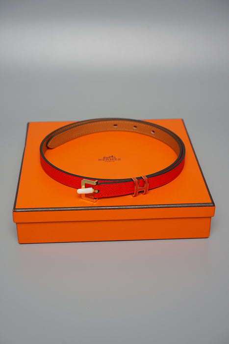 Hermes Pop H Belt Bicolor in Rouge Casaque/Gold Ghw (Brand New)