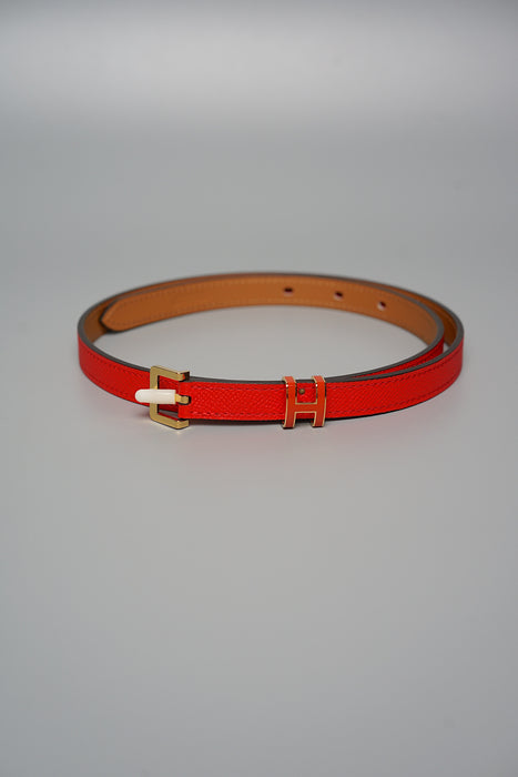 Hermes Pop H Belt Bicolor in Rouge Casaque/Gold Ghw (Brand New)