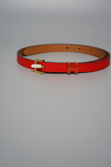 Hermes Pop H Belt Bicolor in Rouge Casaque/Gold Ghw (Brand New)