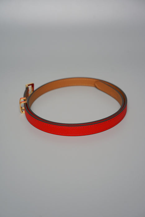 Hermes Pop H Belt Bicolor in Rouge Casaque/Gold Ghw (Brand New)