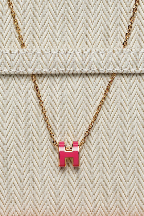 Hermes Mini Pop H Necklace in Rose Mexico Ghw (Brand New)