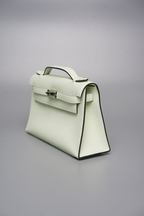 Hermes Kelly Pochette in Vert Fizz Swift Phw (Brand New)