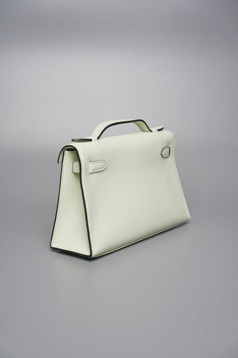 Hermes Kelly Pochette in Vert Fizz Swift Phw (Brand New)