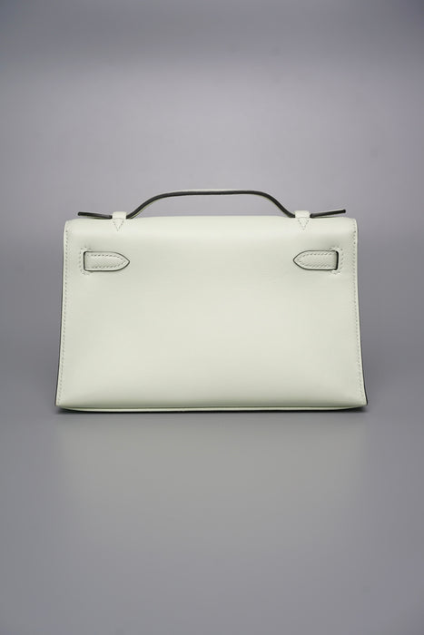 Hermes Kelly Pochette in Vert Fizz Swift Phw (Brand New)