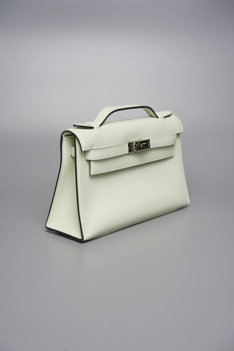 Hermes Kelly Pochette in Vert Fizz Swift Phw (Brand New)