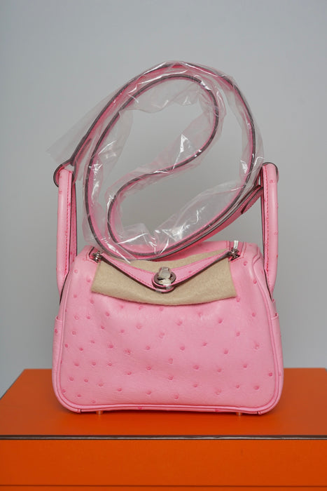 Hermes Mini Lindy in Bubblegum Ostrich Phw (Brand New)