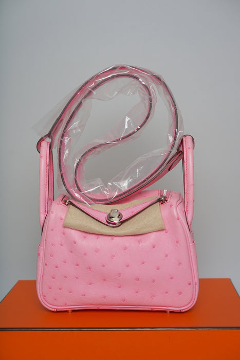 Hermes Mini Lindy in Bubblegum Ostrich Phw (Brand New)