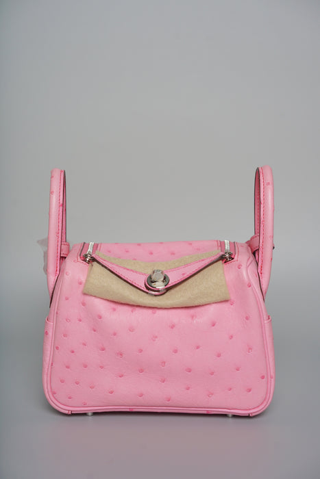 Hermes Mini Lindy in Bubblegum Ostrich Phw (Brand New)