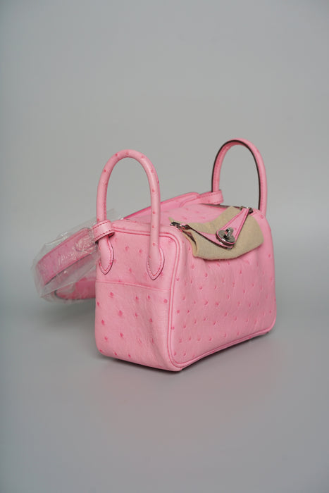 Hermes Mini Lindy in Bubblegum Ostrich Phw (Brand New)