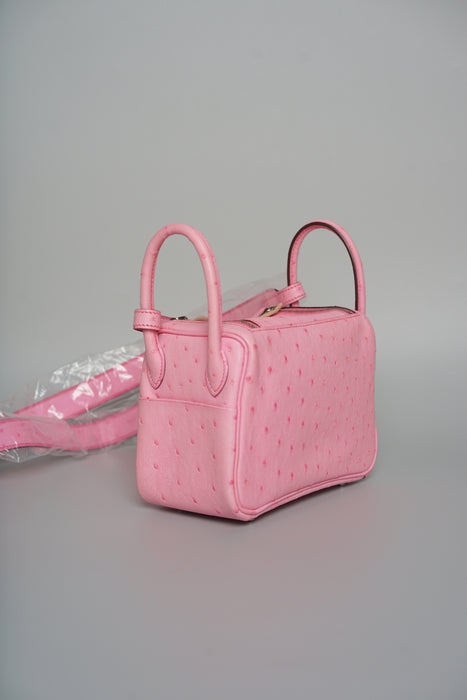 Hermes Mini Lindy in Bubblegum Ostrich Phw (Brand New)