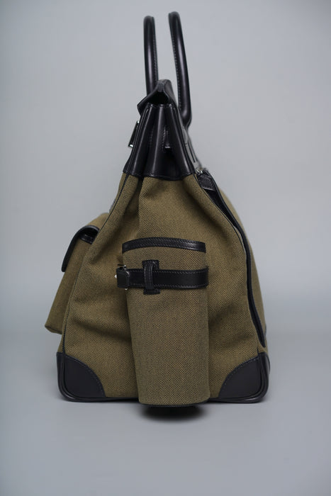 Hermes Birkin 40 HAC in Cargo Vert Militaire/Noir Evercalf/Toile Phw
