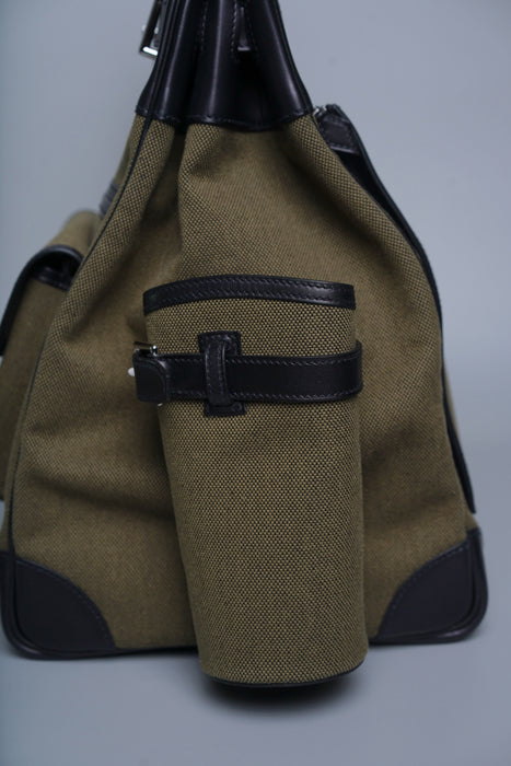 Hermes Birkin 40 HAC in Cargo Vert Militaire/Noir Evercalf/Toile Phw