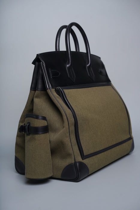 Hermes Birkin 40 HAC in Cargo Vert Militaire/Noir Evercalf/Toile Phw