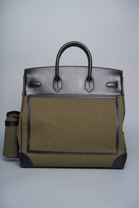 Hermes Birkin 40 HAC in Cargo Vert Militaire/Noir Evercalf/Toile Phw