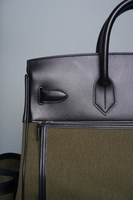 Hermes Birkin 40 HAC in Cargo Vert Militaire/Noir Evercalf/Toile Phw