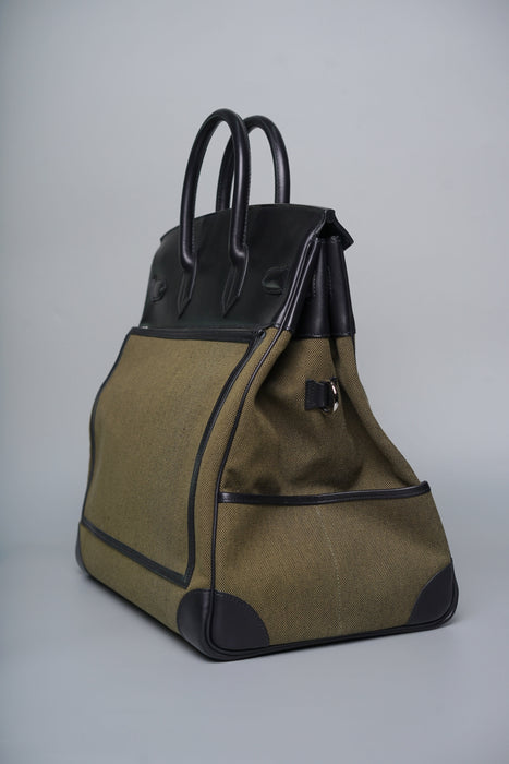 Hermes Birkin 40 HAC in Cargo Vert Militaire/Noir Evercalf/Toile Phw