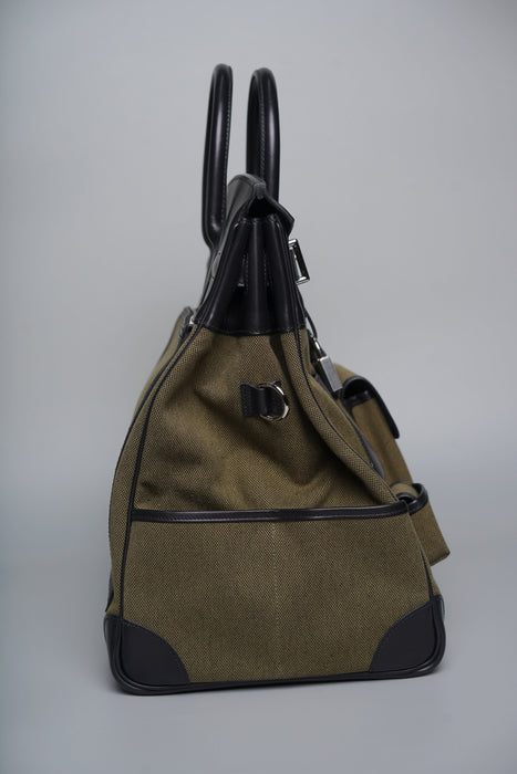 Hermes Birkin 40 HAC in Cargo Vert Militaire/Noir Evercalf/Toile Phw