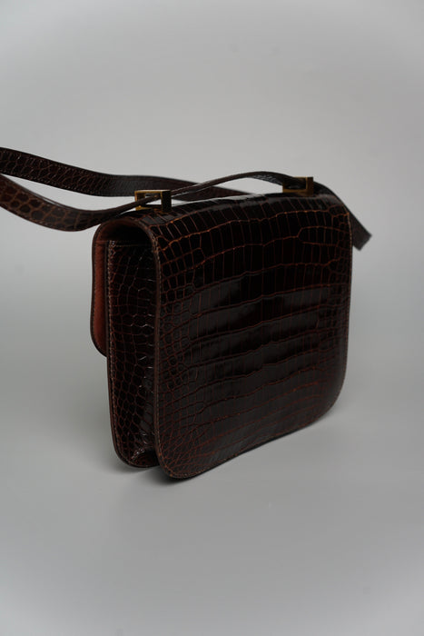 Hermes Constance 23 in Vintage Brown Porosus Shiny Croc Ghw