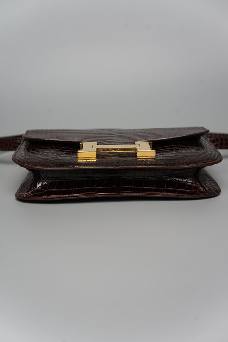 Hermes Constance 23 in Vintage Brown Porosus Shiny Croc Ghw